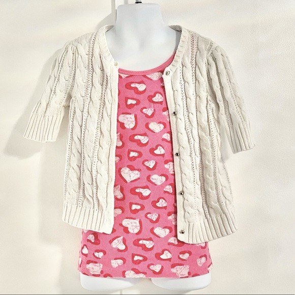 Girl’s Old Navy Jeweled Button Cable Knit Cardigan Size XS 4/5 - Picture 7 of 10